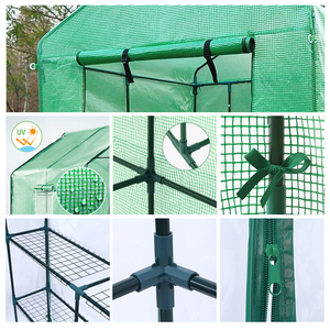 3 Tiers 6 <strong>Shelves</strong> Portable <strong>Outdoor</strong> Plant Greenhouse Greenhouse Mesh with Metal Frame Walk Green House - Product Image 4
