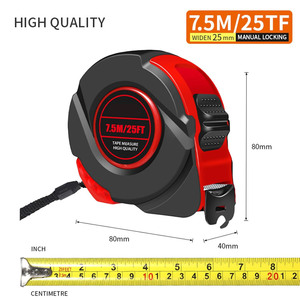 Mètre Ruban Professionnel en Acier Épaissi avec Revêtement en Caoutchouc, Portable pour Mesures d'Ingénierie - Product Image 2