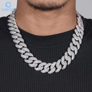 <b>Iced</b> <b>Out</b> Men's 12mm Rise Moissanite Cuban Link <b>Chain</b> Necklace Rhodium Plated 925 Silver Hiphop Jewelry - Product Image 1