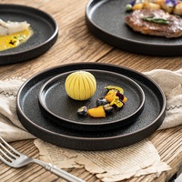 Ensemble de bols en céramique haut de gamme empilables, noirs mats, compatibles micro-ondes, pour hôtel, steak, plats occidentaux