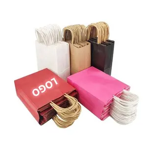 Printed paper bag with rope handle for shopping cloth and shoe carrier