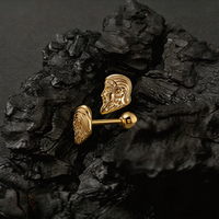 Boucle d'oreille élégante en forme de tête de dieu grec antique, en acier inoxydable 316L, 16G, étanche, inaltérable, piercing mythologique