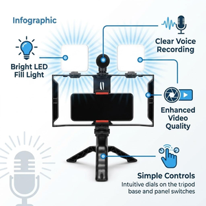 Nuevo Estabilizador de Mano con 2 Luces LED, Soporte de Mesa, Kit de Micrófono y Video para Creadores de Contenido y Vlogs en Vivo - Product Image 4