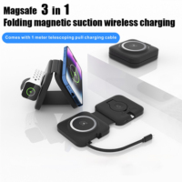 NOUVEAU Chargeur portable sans fil 4 en 1 Station de bureau Support de chargement magnétique pliable sans fil avec câble d'extension