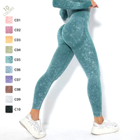 Leggings de Pilates avec acide pour femmes, taille haute, pantalon de Yoga, rehausseur du fessier, ridules, vêtement de sport froncé, vitales, pour contrôle du ventre