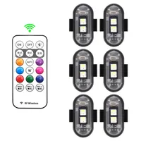 1-6PCS Feux stroboscopiques LED sans fil pour drone, moto, voiture, vélo, lumière d'avertissement télécommandée, indicateur lumineux, recharge USB, 8 couleurs
