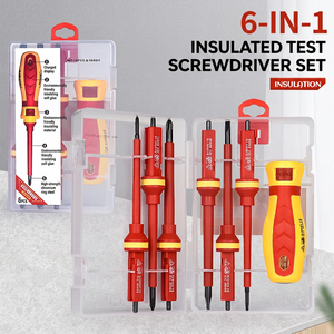 6 In 1 Insulated Screwdriver Set With Voltage Tester Flat Head Chrome Vanadium Steel <b>Electrician</b> <b>Tool</b> <b>Kit</b> - Product Image 1