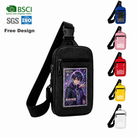 Sac bandoulière mini en nylon personnalisé pour l'été, avec poche avant transparente à bouton pour badges, cartes et objets de fans d'anime