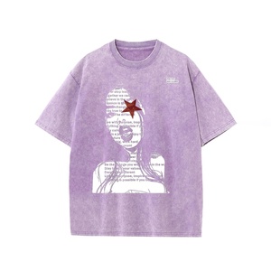 เสื้อยืดผ้าฝ้าย100% ซักกรดสำหรับผู้ชายสไตล์ฮิปฮอปไฮสตรีทคุณภาพสูงแห้งเร็วโอเวอร์ไซส์จากโรงงาน - Product Image 2
