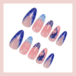 Mode Style français mignon dauphin presse sur les ongles 24 pièces ABS haute qualité océan série amande forme faux ongles - Product Image 3