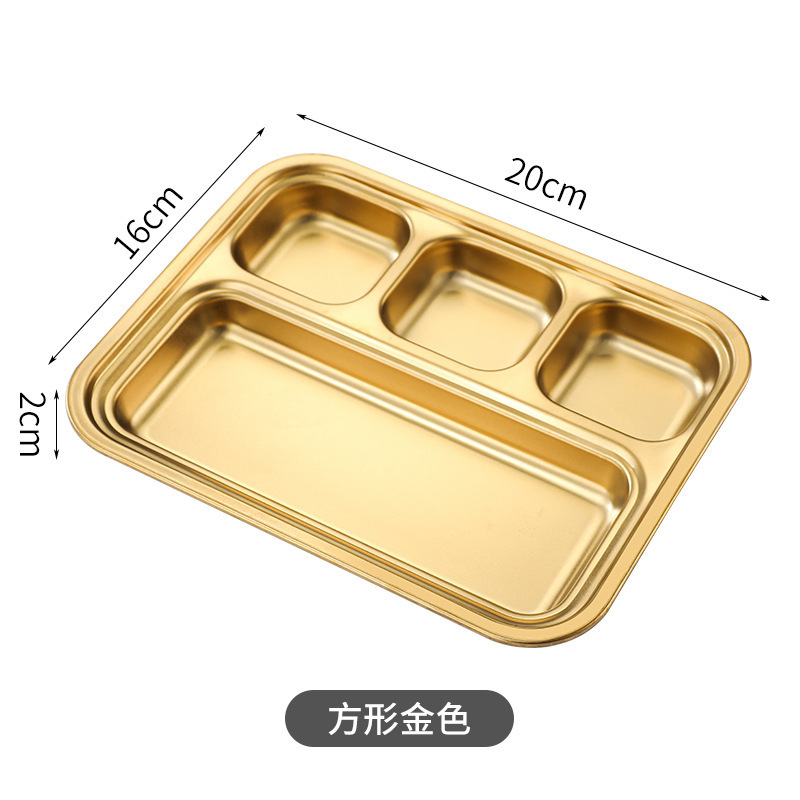 [304 Gold] Square Four-Compartment Grilling Plate