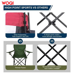 Chaise pliante d'extérieur Woqi avec parasol, chaise de camping portable en aluminium, couleur rose, tissu Oxford - Product Image 5