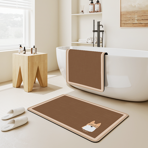 พรมห้องน้ำดูดซับน้ำได้ดีกันลื่นแบบพับเก็บได้ผ้าโพลีเอสเตอร์แห้งเร็วพิมพ์โลโก้ตามสั่ง - Product Image 1