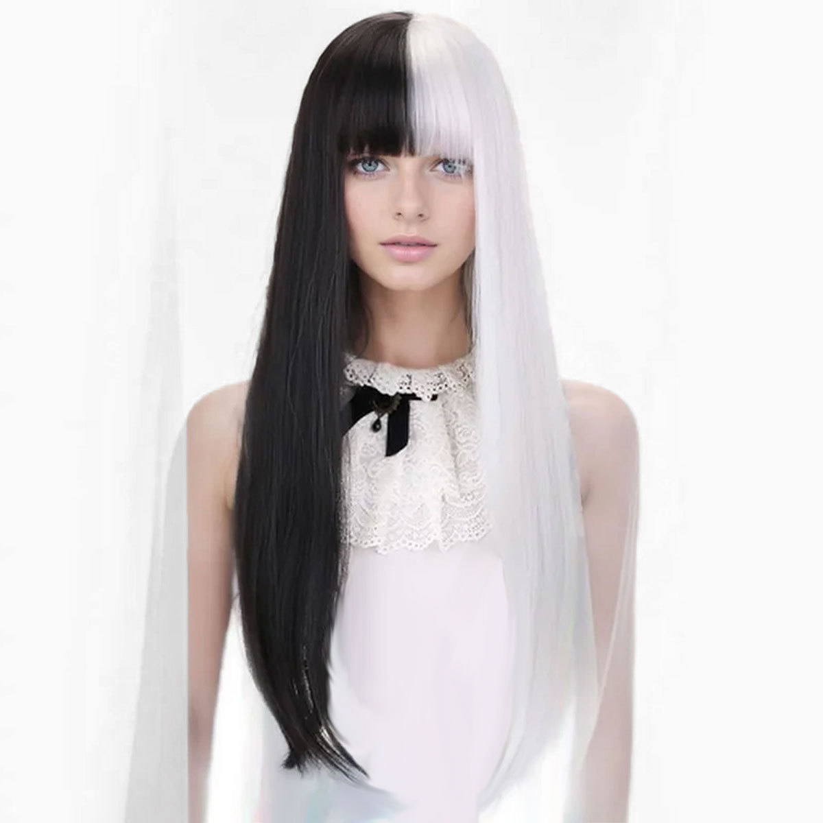 Long straight bangs