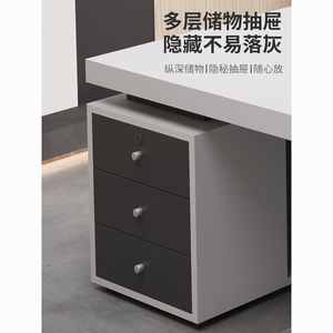 <b>Modern</b> Executive <b>Desk</b> With Storage Cabinet <b>White</b> Office <b>Desk</b> For Boss Finance Manager Workspace - Product Image 4