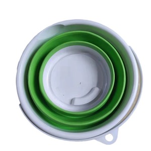 Portable <b>Folding</b> Water <b>Bucket</b> Plastic Round Multifunctional For Car Outdoor Travel Kids Use Gray Green Blue Pink - Product Image 1