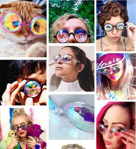 Fashion <strong>Glasses</strong> Rave Men Round Shape Kaleidoscope Sunglasses Women Party Psychedelic <strong>Prism</strong> Diffracted Lens Sunglasses Plastic CE - Product Image 2