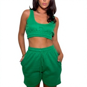 Wholesale OEM Custom Brand Logo Cotton/Poly Blend Women's Short & Crop Top Summer with Cropped Hem Sexy Golf Club Wear <b>Sets</b> - Product Image 1