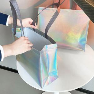 Promotional Fashion Recycled <b>Glitter</b> Holographic Laser Iridescent Silver Gift Shopping <b>Bag</b> Tote Non-woven <b>Bag</b> - Product Image 6