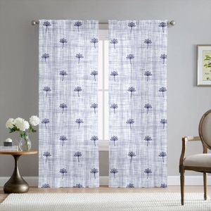 Rideaux prêts <span class=keywords><strong>à</strong></span> poser en tissu transparent <span class=keywords><strong>à</strong></span> motifs de feuilles tropicales personnalisés, multi-designs, textiles de maison - Product Image 5