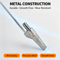 Born Machinery BV-MINI-3 Buse d'aspiration de sable en métal moulé, longueur 230 mm, entrée 12 mm, sortie 16 mm, aspiration Venturi pour sablage