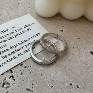 Italian Brushed S925 Pure Silver <b>Ring</b> French Retro Vintage Style with Basic Versatile <b>Plain</b> Circle Oval Cut Zircon Brass <b>Ring</b> - Product Image 5