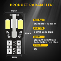 Super Helle T10 W5W 168 194 501 DC12V Canbus Fehlerfreie 5730 8SMD für Auto-Leseleuchten Glühbirne