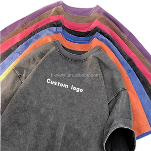 Custom Printed Logo Blank T-Shirt, 230GSM Cotton Knitted, Washed Old Loose Large Size American Retro Hip Hop Short Sleeve - Product Image 1