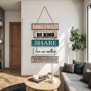 Interesantes Artesanías de Madera para el Hogar, Letreros de Pared de Madera Estilo Rústico, Letrero Colgante Grabado para Sala de Estar, como Regalo de Inauguración de Casa - Product Image 3
