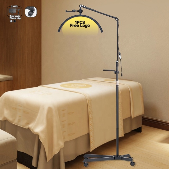OEM Factory Hot Sales Beauty Light Half Moon Eyelash Lights Led Moon Beauty Light Landing Beauty Lash Lamp With Wheel