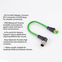 Cable blindado Cat6 de 1M M12 a RJ45 con clasificación IP68, conector de código A/X/D, arnés de 4 y 8 pines para Ethernet industrial en entornos hostiles