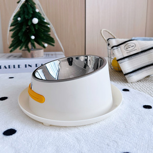 Daoge Duck Bol pour animaux de compagnie en acier inoxydable, détachable, antidérapant, anti-déversement, pour chiens et chats - Product Image 2