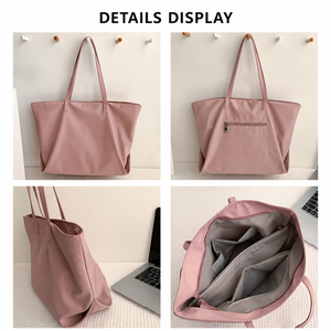 Ladies Soft PU Leather Shoulder Tote Bag Pink Large Capacity Casual Handbag Daily Shopping Work Bag OEM ODM Custom - Product Image 2