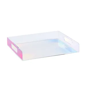 Organisateur de dossier de bureau en plastique transparent moderne, support de Document en acrylique irisé