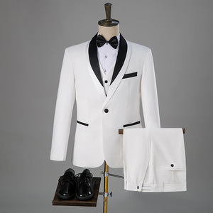 Veste de costume professionnelle pour homme, blanche, à simple boutonnage, à braguette boutonnée, style coréen, vêtements de travail multi-poches - Product Image 1
