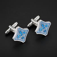Boutons de manchette unisexes en alliage de zinc Fleur-de-lis, émaillés, pour mariages, fiançailles, événements d'entreprise, cabinets d'avocats - Nouveauté