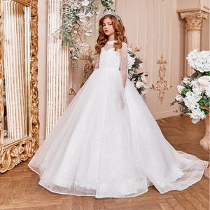 Nuovo abito da sposa a maniche lunghe per bambini con coda per festa di compleanno <span class=keywords><strong>vestito</strong></span> da principessa Pompadour - Product Image 1