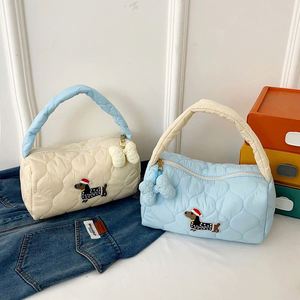 Sac à main pour chiot teckel rembourré en coton, grande capacité, avec fermeture éclair, motif bonbons de dessin animé personnalisable, sac de maquillage - Product Image 1