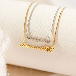 Popular Skeleton Letter Butterfly Pendant Stainless Steel Name Necklace <strong>Women</strong> <strong>Fashion</strong> <strong>Accessories</strong> Jewelry Dropshipping - Product Image 5