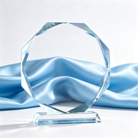 Plaque de trophée octogonale en cristal gravée sur mesure, récompense en cristal vierge pour cérémonie d'entreprise, compétition, souvenir, cadeau