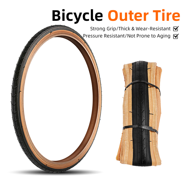 700x23C Road Bike Tires Retro Brown Sidewall Bicycle Tyre 100PSI Anti-Puncture Wear- Resistant Cycling Tire for Road Bikes