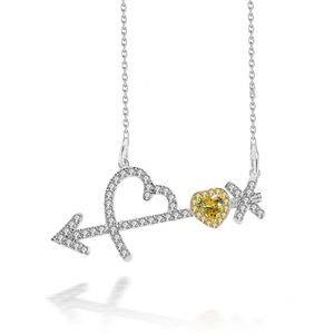 Joacii la flecha <span class=keywords><strong>de</strong></span> <span class=keywords><strong>Cupido</strong></span> diseño <span class=keywords><strong>de</strong></span> corazón AAA Cubic Zircon colgante <span class=keywords><strong>de</strong></span> collar <span class=keywords><strong>de</strong></span> plata - Product Image 1