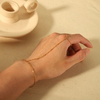 Étanche Sans Ternissure Vintage Simple Diamant Main Bijoux 18K Plaqué Or 316L En Acier Inoxydable Doigt Chaîne Bracelets