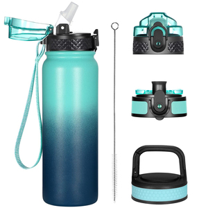 Latest 20oz Double Wall Insulated Vacuum <b>Flasks</b> Gradient Stainless Steel Sport Water Bottle With Straw Custom - Product Image 1