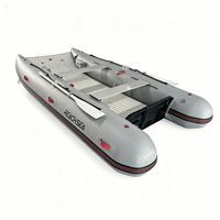 Bateau gonflable catamaran de 3,6 m en PVC Mehler de 0,9 mm pour 4 personnes à vendre, logo personnalisé Reachsea avec transom en aluminium