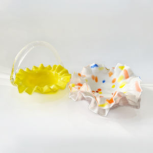 تخفيضات هائلة على شكل سلة زهور إبداعية غير منتظمة اللون لوحة زجاجية كريستالية نقطة خالية من الرصاص أطباق فواكه أطباق طعام - Product Image 2