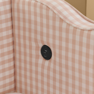 Canapé-<span class=keywords><strong>lit</strong></span> confortable à carreaux gingham avec <span class=keywords><strong>lit</strong></span> <span class=keywords><strong>gigogne</strong></span>, taille double, pas besoin de sommier, avec port USB, tissu en lin, rose - Product Image 4