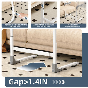 Adjustable <b>Sofa</b> Armrests Grey Carbon Steel Curved <b>Support</b> For Elderly Living Room Safety Non Slip Handrails - Product Image 3