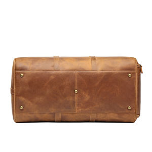 Style vintage fermeture à glissière unisexe en cuir véritable sac <span class=keywords><strong>de</strong></span> sport <span class=keywords><strong>week</strong></span>-<span class=keywords><strong>end</strong></span> voyage bagages sac à main avec étui à chaussures - Product Image 6