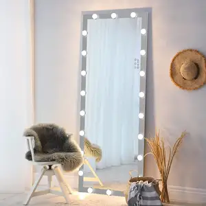 US Stocks Free Dressing Standing LED Espejo de piso de cuerpo montado en la pared de gran tamaño de longitud completa con bombillas para dormitorio - Product Image 1